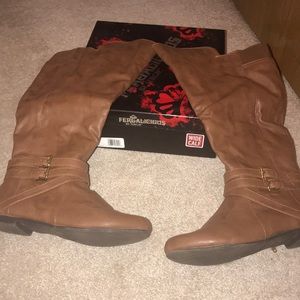 Fergalicious Wide Calf Boots -Tan